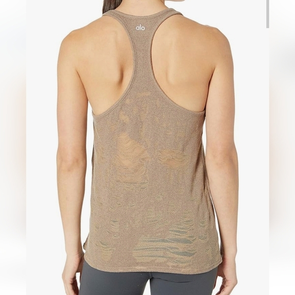 Alo Yoga Pure Distressed Tank Tan Medium - Picture 2 of 15